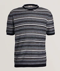 Textured Striped Knit T-Shirt