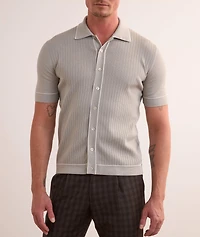 Tipped Full-Button Textured Polo