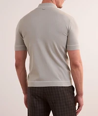 Tipped Full-Button Textured Polo
