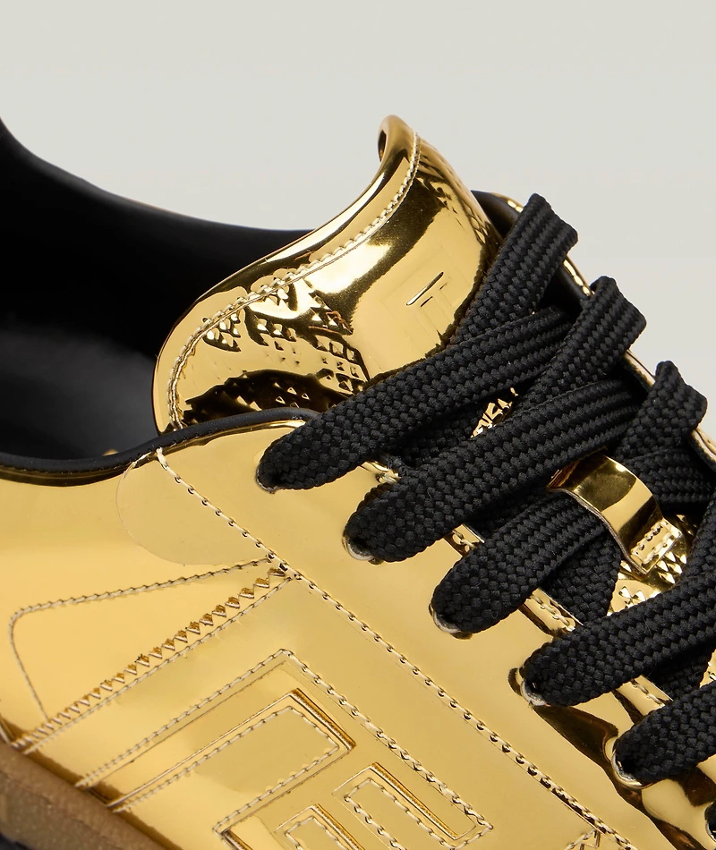 Swan Mirror-Effect Leather Sneakers