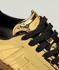 Swan Mirror-Effect Leather Sneakers