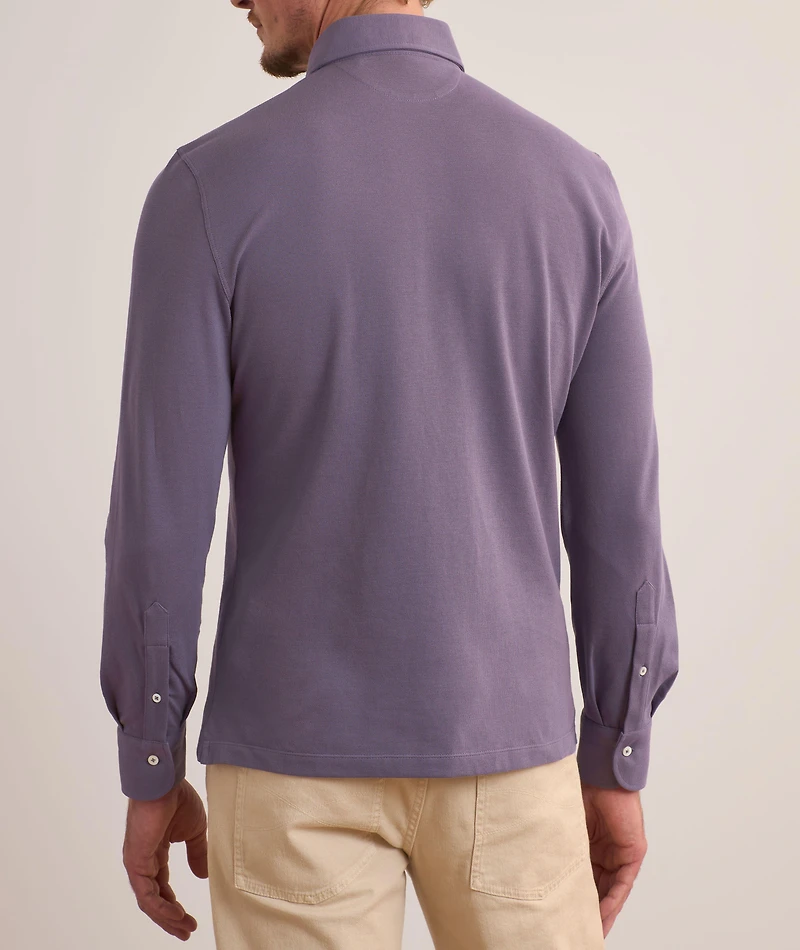 Cotton Piqué Long-Sleeve Polo