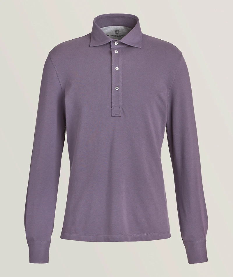 Cotton Piqué Long-Sleeve Polo