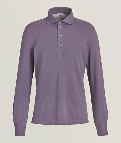 Cotton Piqué Long-Sleeve Polo
