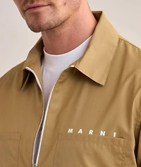 Cotton Poplin Zip-Up Overshirt