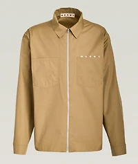 Cotton Poplin Zip-Up Overshirt