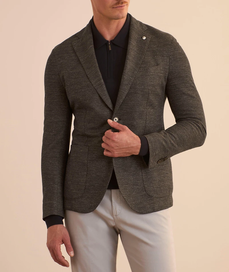 Woven Mélange Cotton-Linen Sport Jacket