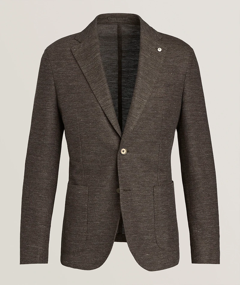 Woven Mélange Cotton-Linen Sport Jacket