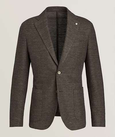 Woven Mélange Cotton-Linen Sport Jacket