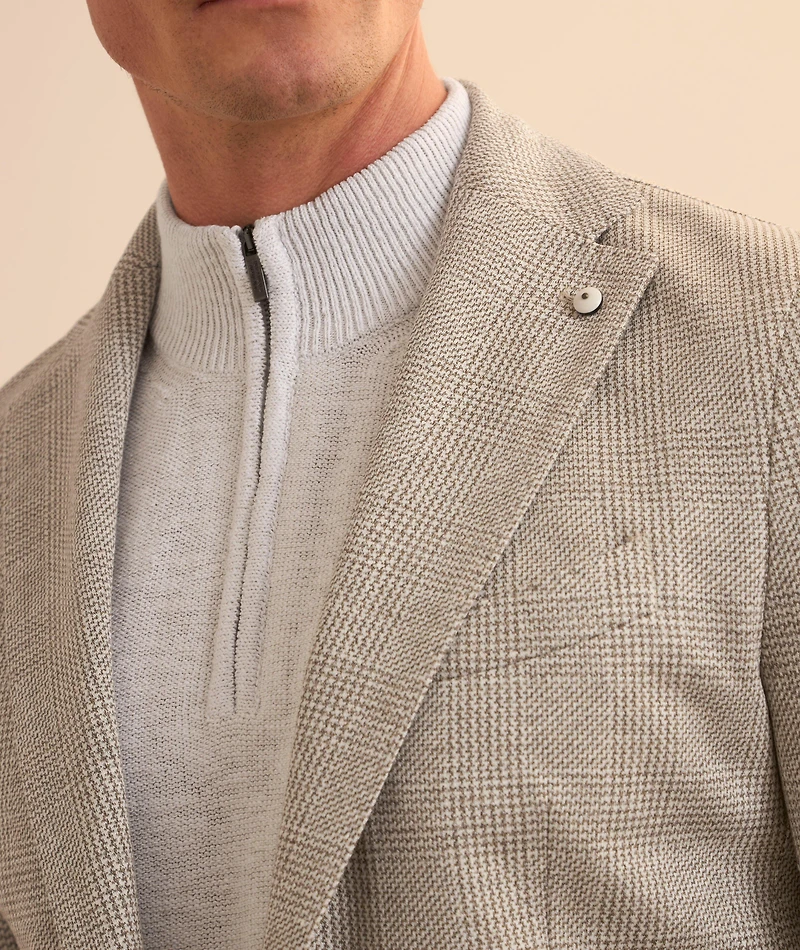 Houndstooth Cotton-Linen Sport Jacket