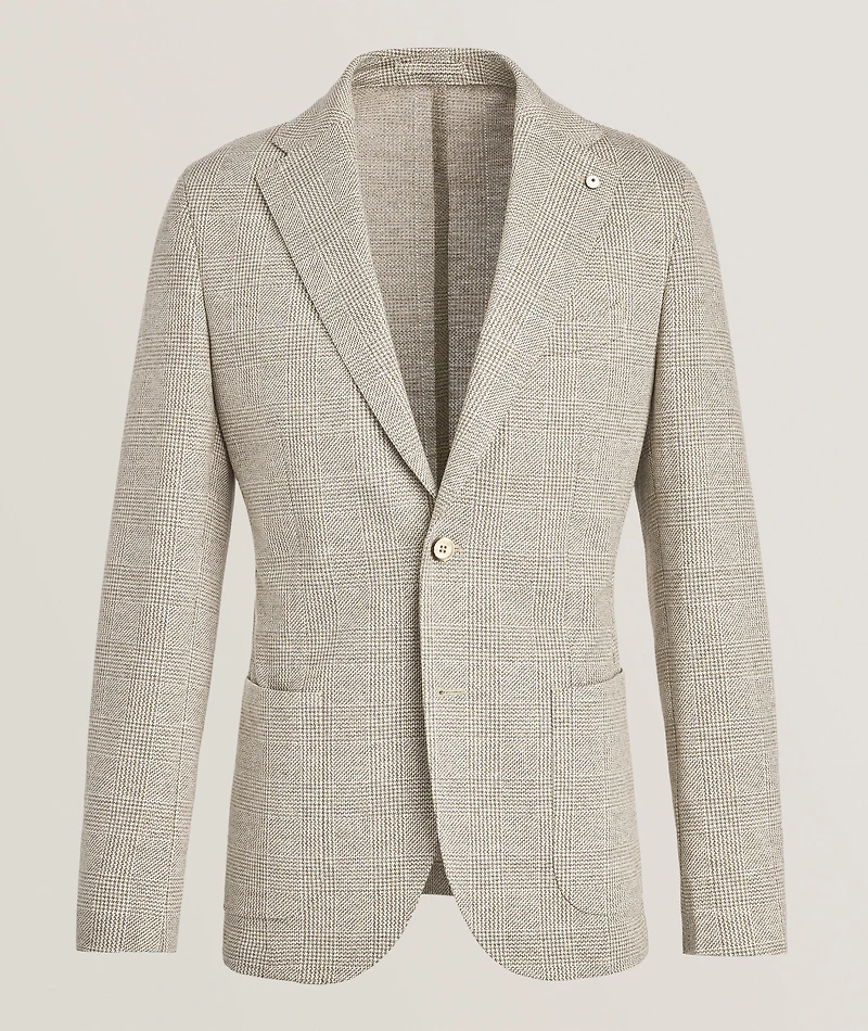 Houndstooth Cotton-Linen Sport Jacket