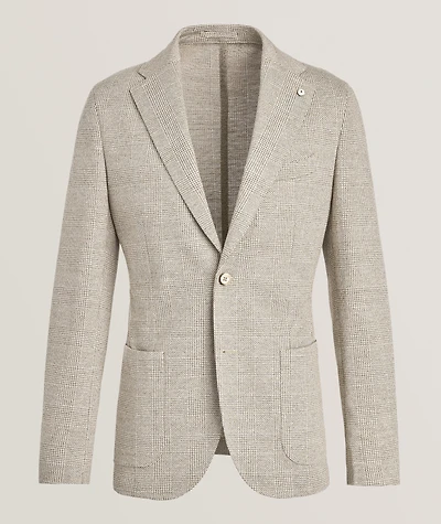 Houndstooth Cotton-Linen Sport Jacket