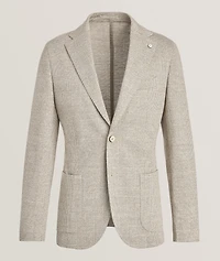 Houndstooth Cotton-Linen Sport Jacket