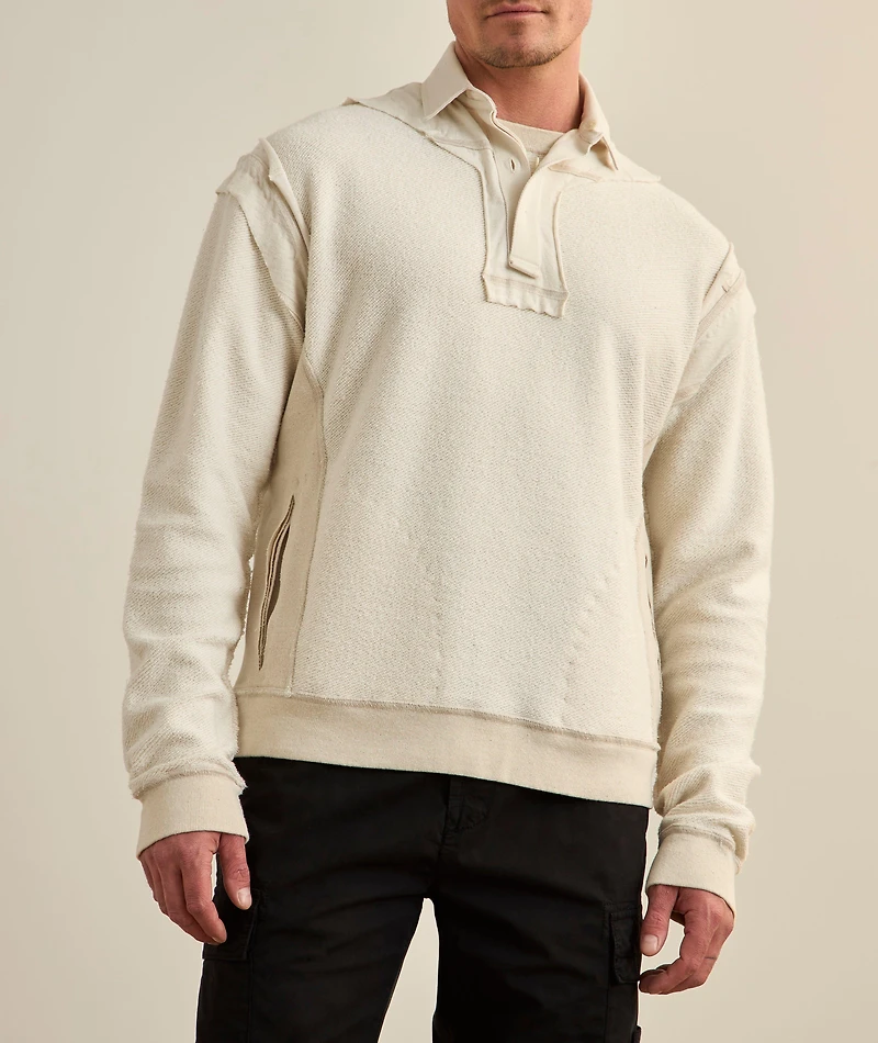 Distressed Effect Appliqué Polo Sweatshirt