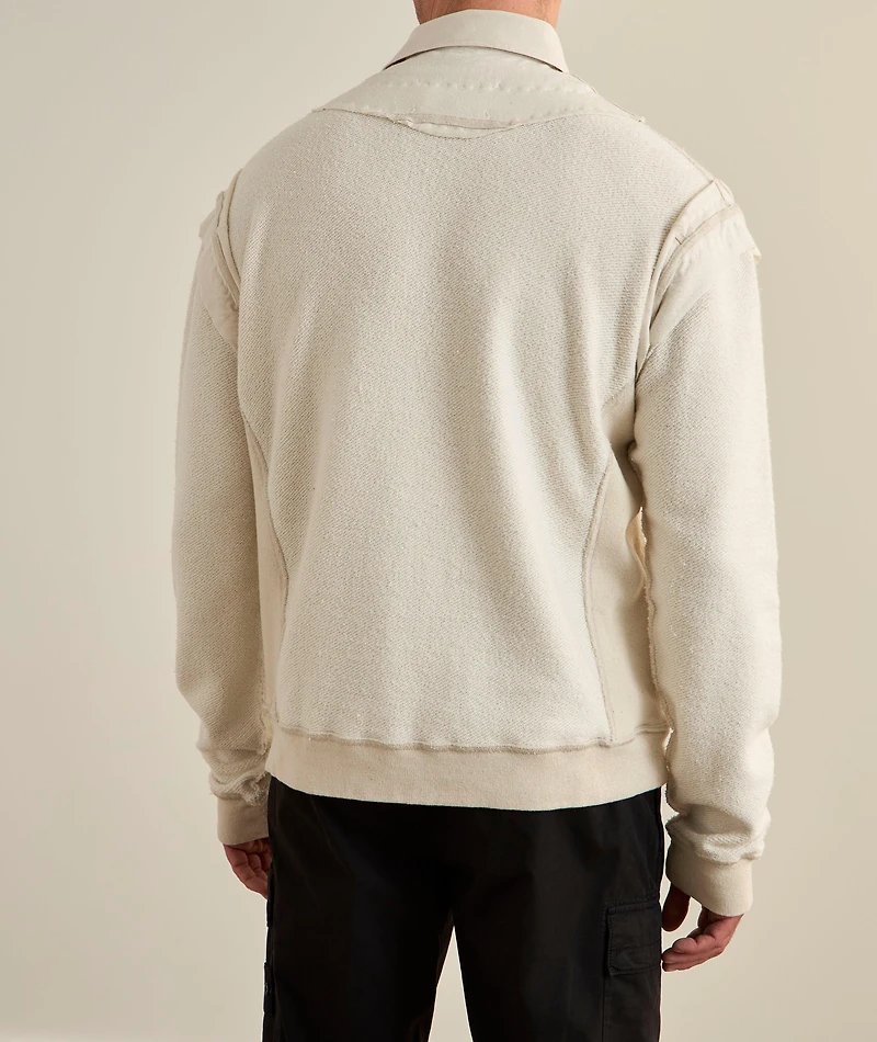 Distressed Effect Appliqué Polo Sweatshirt