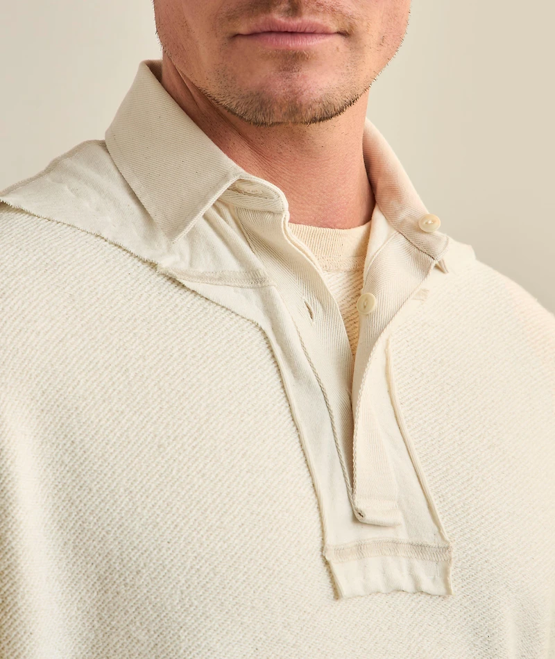 Distressed Effect Appliqué Polo Sweatshirt