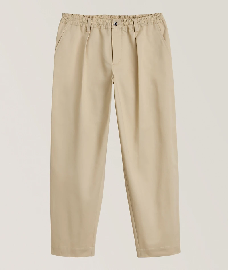Croppped Cotton Gabardine Drawstring Pants