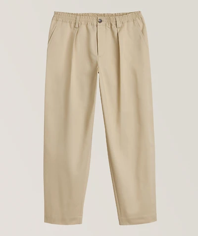 Croppped Cotton Gabardine Drawstring Pants