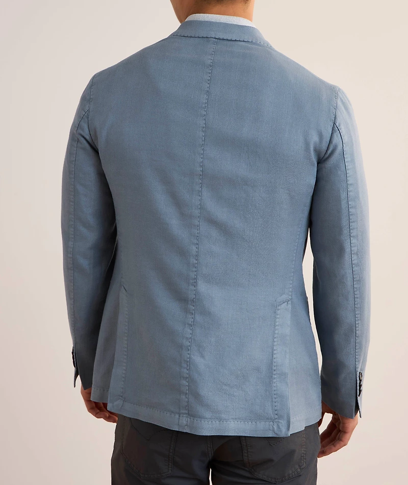 Linen-Cotton Herringbone Sport Jacket
