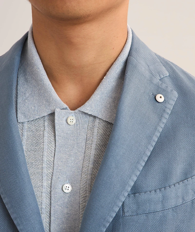 Linen-Cotton Herringbone Sport Jacket