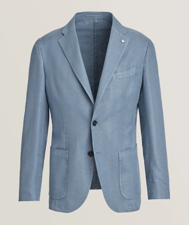 Linen-Cotton Herringbone Sport Jacket