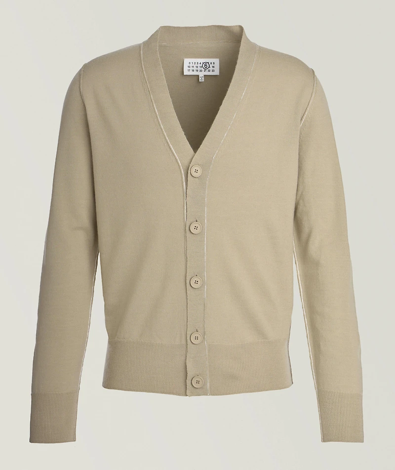 Contrast Tipped Virgin Wool-Blend Cardigan