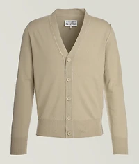 Contrast Tipped Virgin Wool-Blend Cardigan