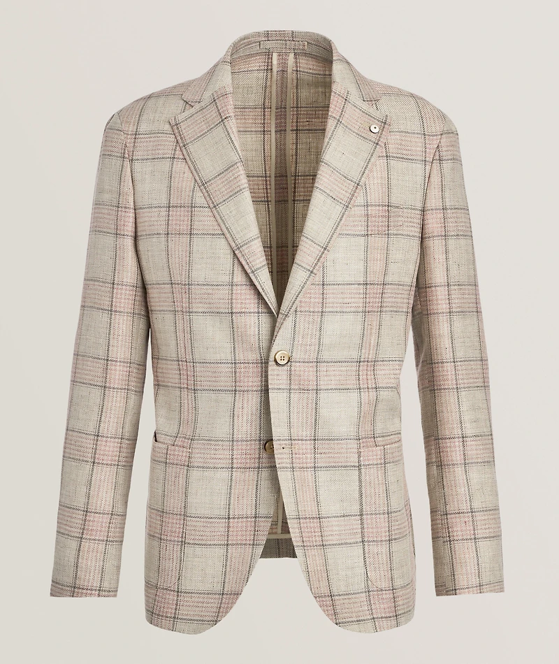 Check Linen-Wool Sport Jacket