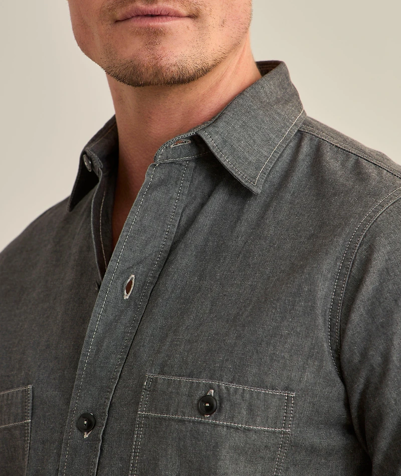 Back Stitch Cotton Denim Shirt