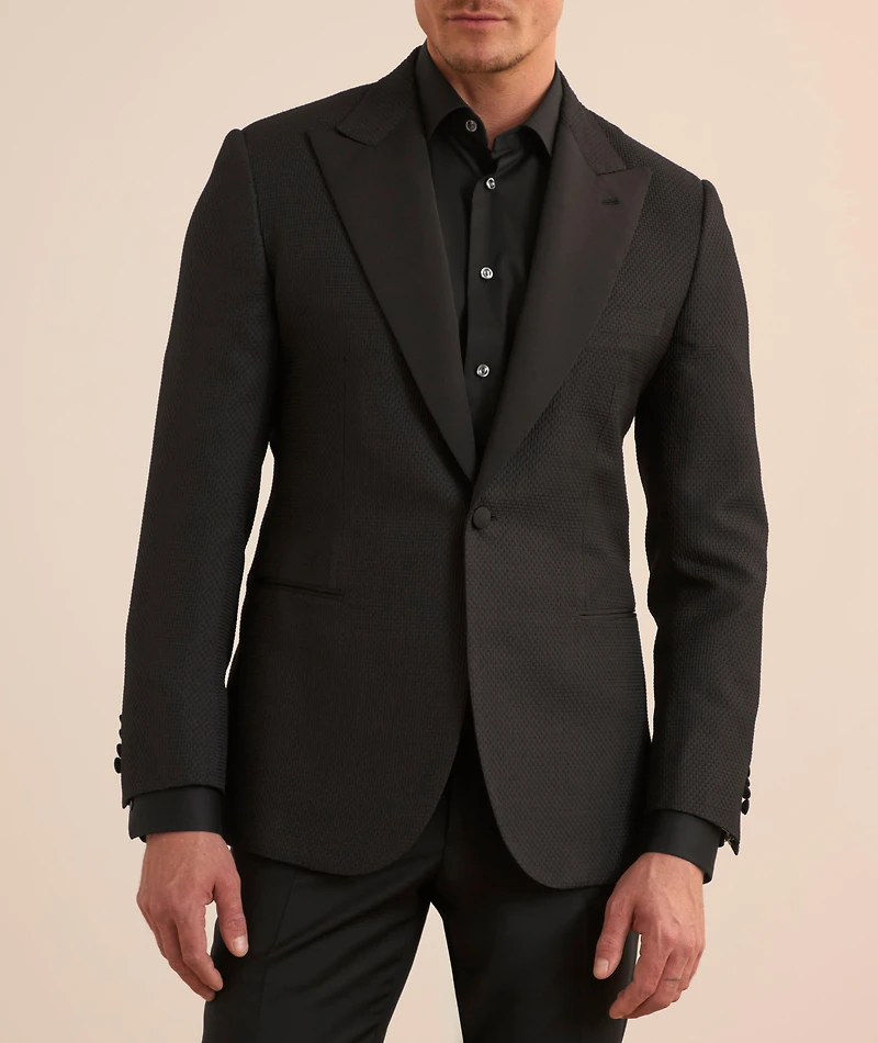 Basketweave Silk-Wool Cocktail Jacket