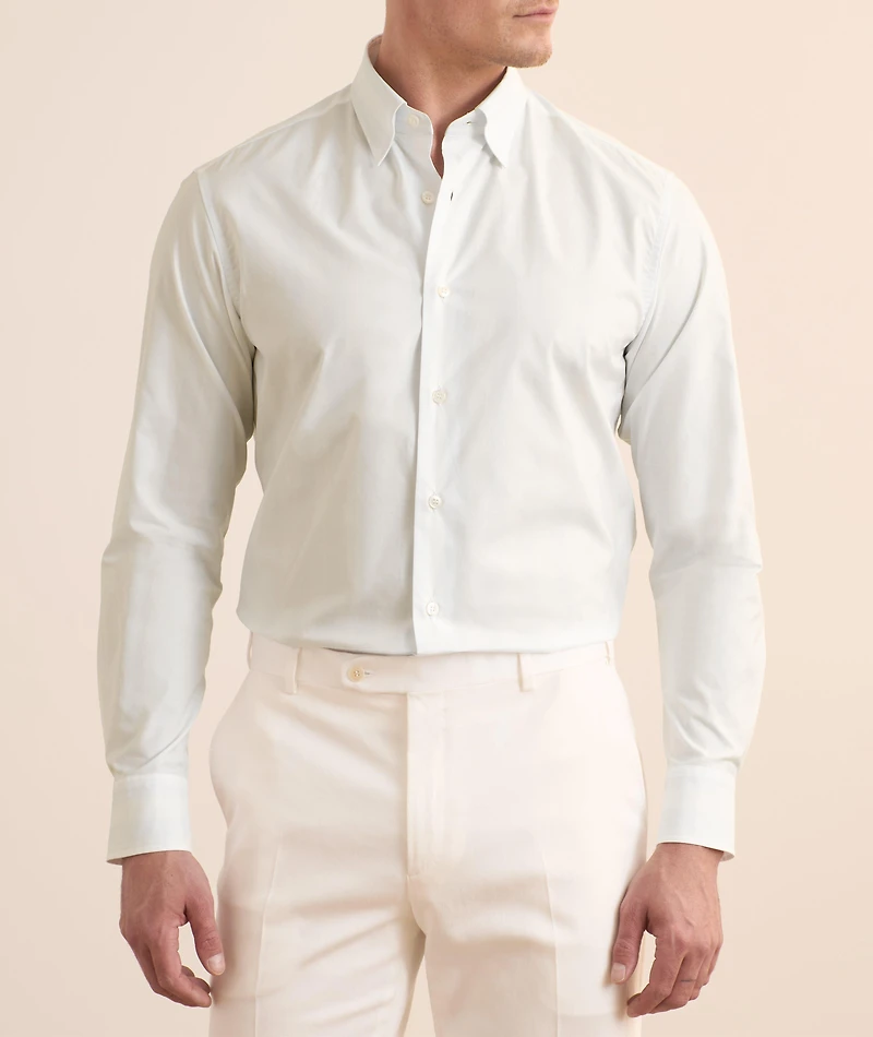 Striped Hidden Button-Down Cotton Shirt