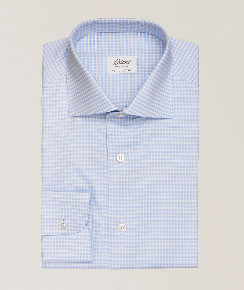 Cotton Micro-Check Twill Dress Shirt