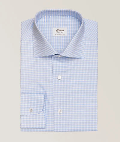 Cotton Micro-Check Twill Dress Shirt