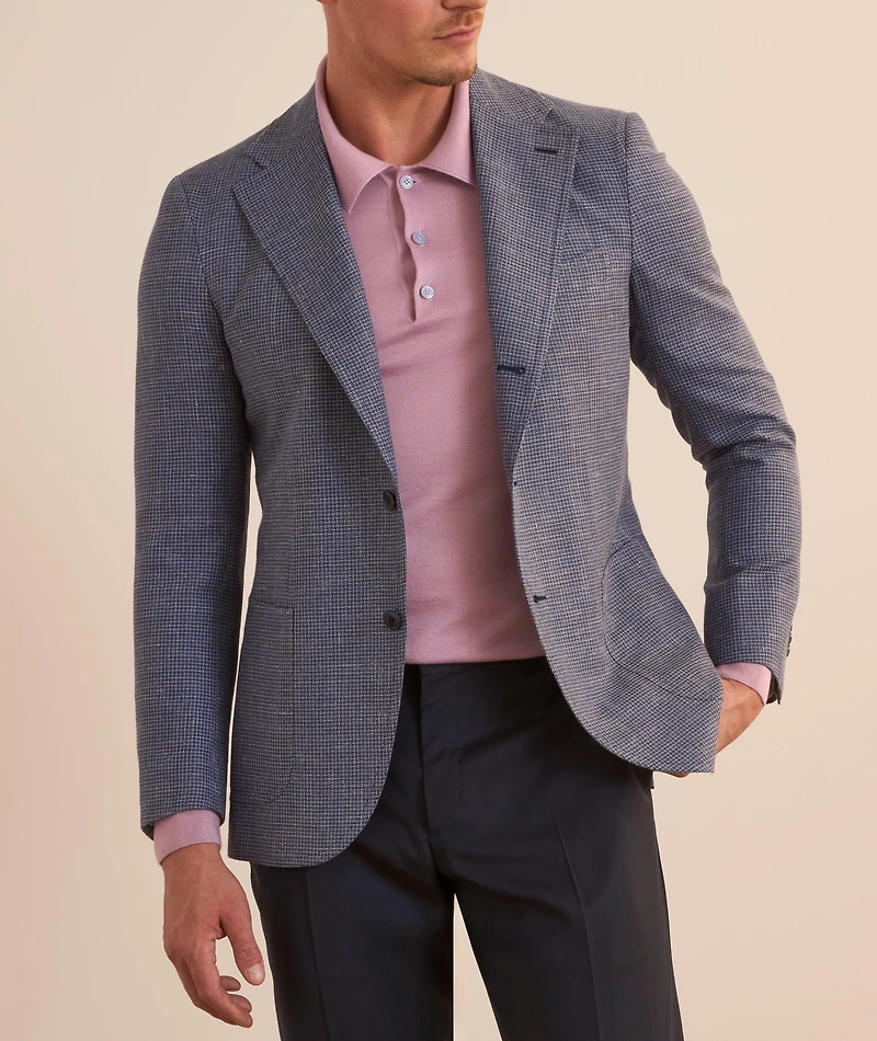 Amalfi Micro-Check Wool-Silk-Linen Sport Jacket