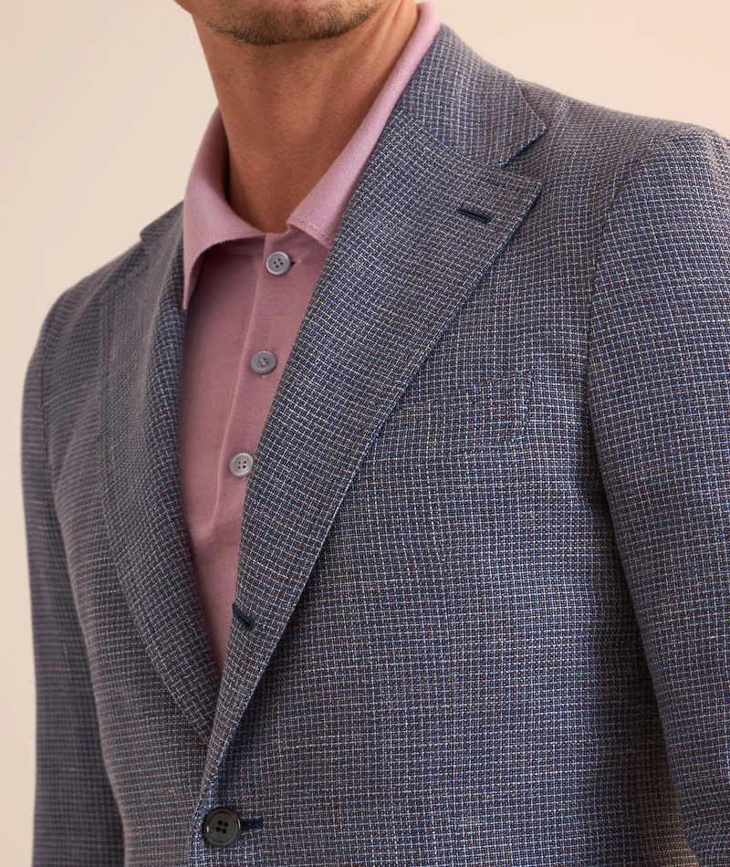 Amalfi Micro-Check Wool-Silk-Linen Sport Jacket