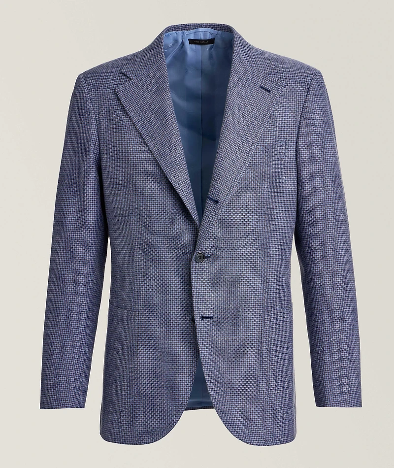 Amalfi Micro-Check Wool-Silk-Linen Sport Jacket