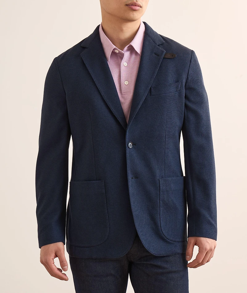 Silk-Cotton Piqué Jersey Sport Jacket