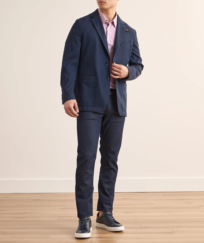 Silk-Cotton Piqué Jersey Sport Jacket