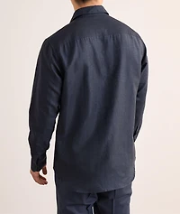 Hidden Button-Down Cotton-Linen Shirt