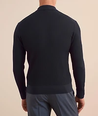 Ribbed Knit Wool Polo