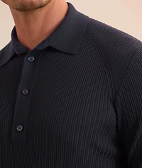 Ribbed Knit Wool Polo