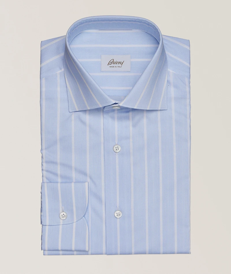 Cotton Textured Stripe Dress Shirt