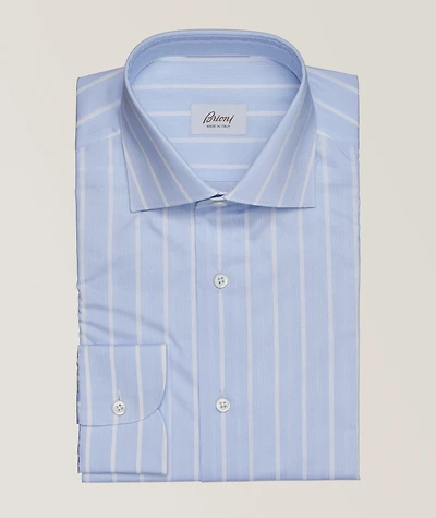 Cotton Textured Stripe Dress Shirt