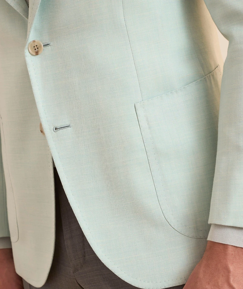 Amalfi Herringbone Wool-Silk-Linen Sport Jacket
