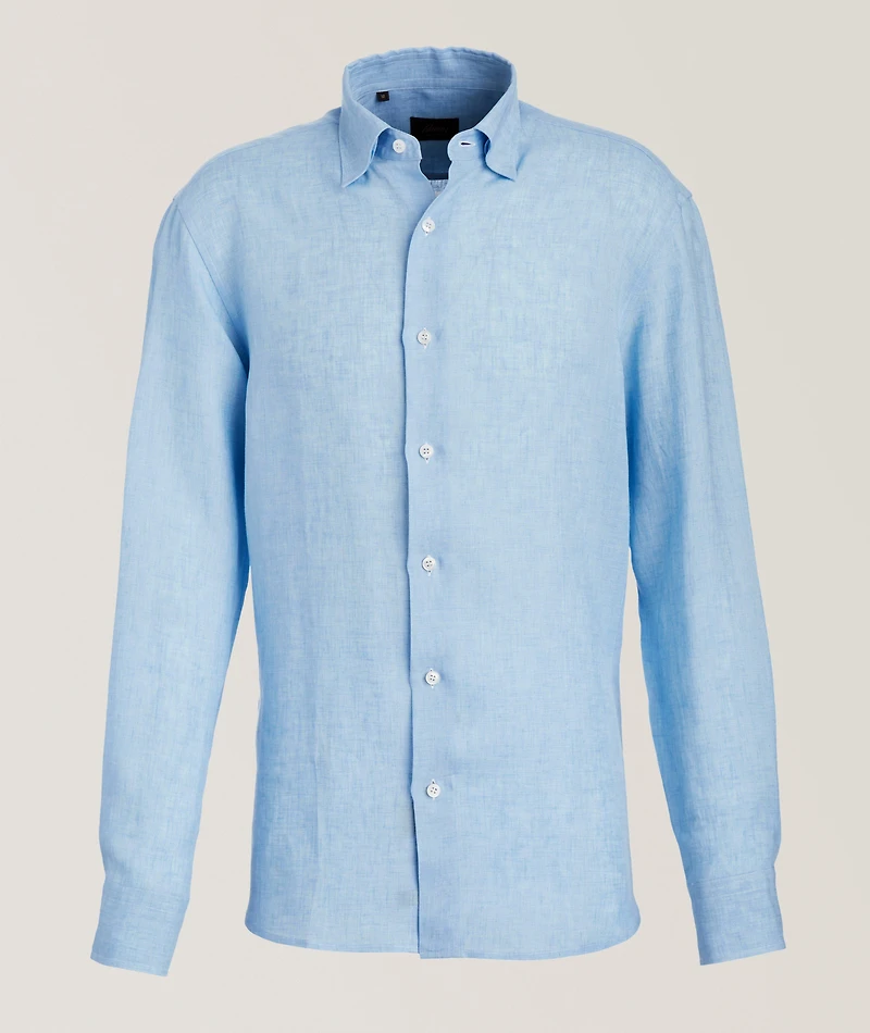 Hidden Button-Down Linen Shirt