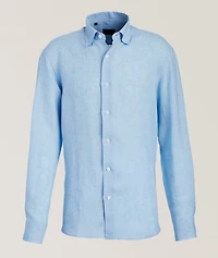 Hidden Button-Down Linen Shirt