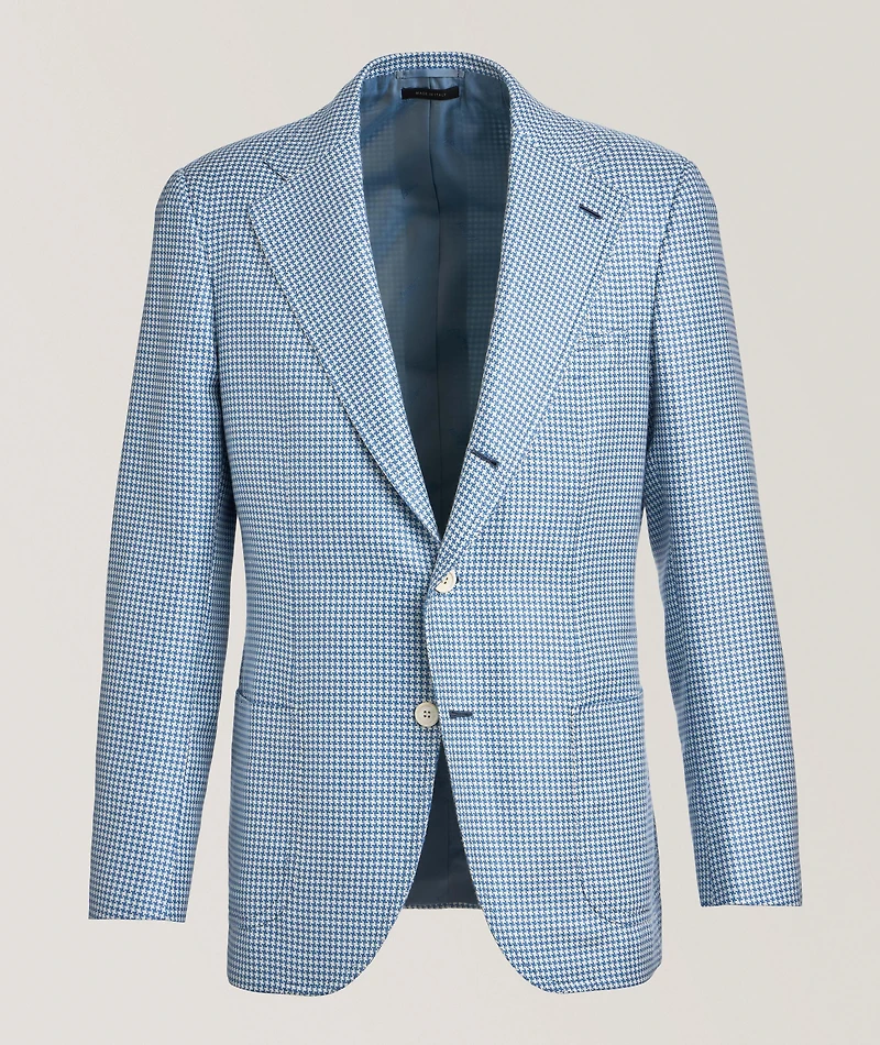 Amalfi Houndstooth Wool-Silk Sport Jacket