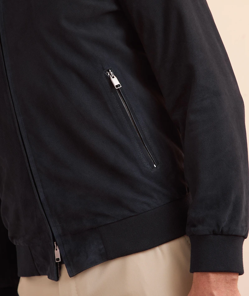 Perforated Nappa Leather Bomber Jacket
