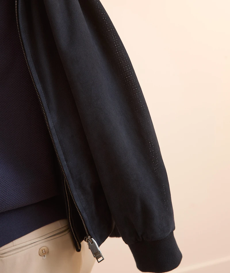 Perforated Nappa Leather Bomber Jacket