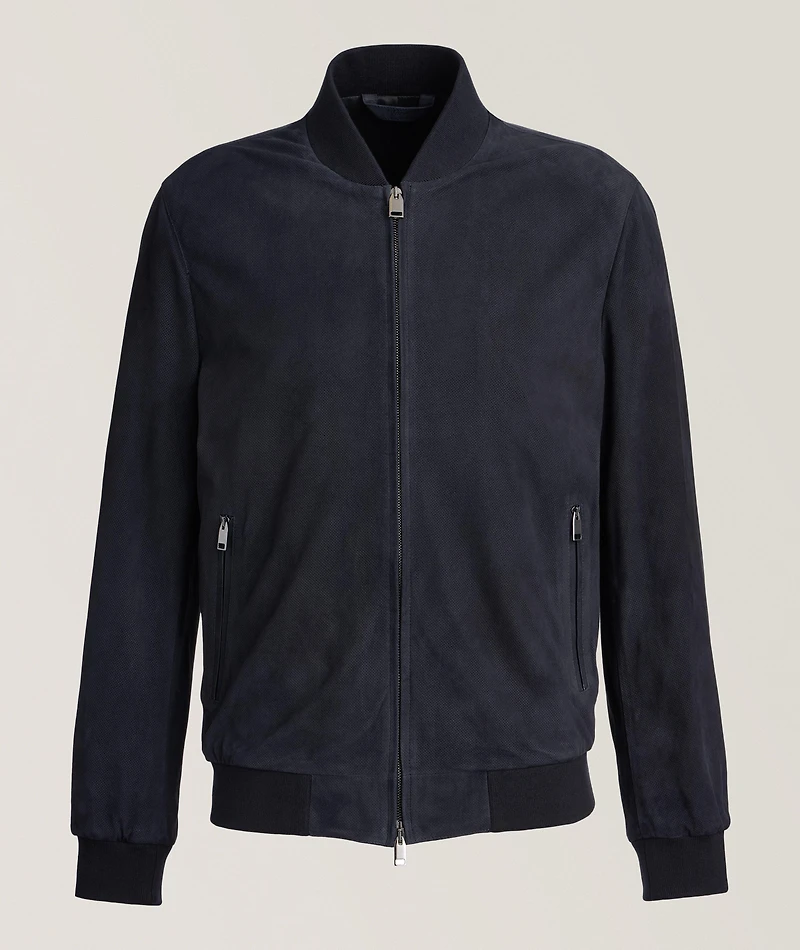 Perforated Nappa Leather Bomber Jacket